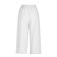 thumbnail image 4 of AherBiu Capri Pants for Women Cotton Linen Capris Drawstring High Waisted Straight Leg Lounge Shorts, 4 of 5