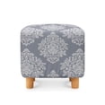 thumbnail image 2 of SCRAWLGOD Leaf Print Gray Ottoman Cover Square Stretch Ottoman Slipcover Thick Storage Footrest Stool Covers with Elastic Band Furniture Protector for Pets, 2 of 7