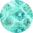 thumbnail image 1 of Ahgly Company Machine Washable Indoor Round Abstract Turquoise Blue Contemporary Area Rugs, 7' Round, 1 of 4