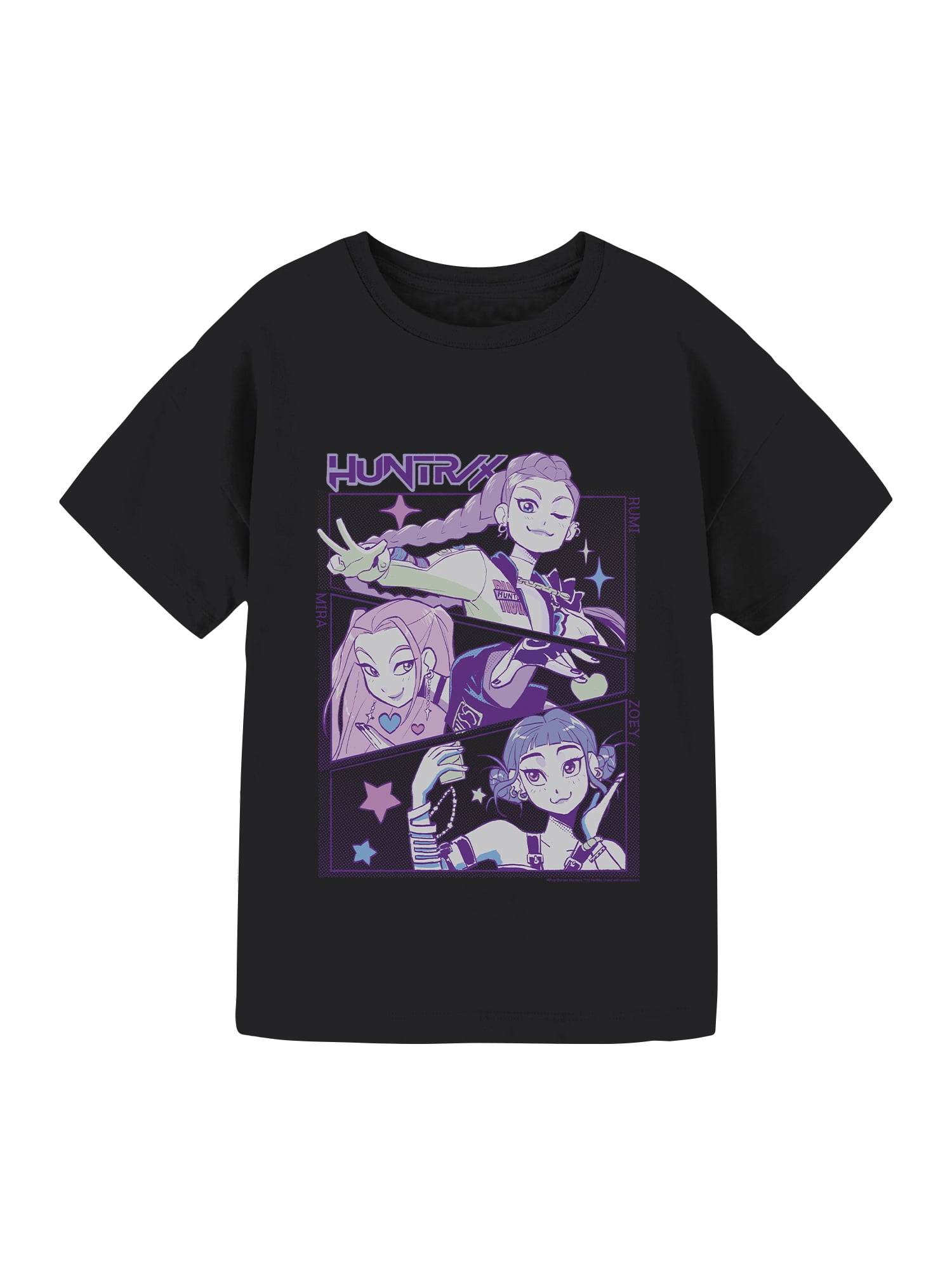 K-Pop Demon Hunters, Girls Short Sleeve T-Shirt, Huntrix Group Panels, Sizes 4-16