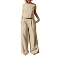 thumbnail image 7 of WCJM Multi-color Womens Large Plain Sleeveless Trousers Suit Cotton Linen Casual Long Sleeved Loose Cotton Suit, 7 of 7