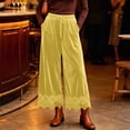 thumbnail image 7 of Lmueinov 2026 Women's Drawstring Elastic High Waist Velvet Wide Leg Pants, Lace Scalloped Hem Loose Casual Trousers with Side Pockets Autumn Winter S-3XL, 7 of 7
