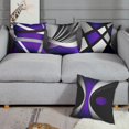 thumbnail image 4 of Set of 4 Purple Throw Pillow Covers Modern Abstract Black Grey Stripes Gray White Acrylic Bold Decorative Pillow Cases Home Decor Square 18x18 Inches Pillowcases, 4 of 6