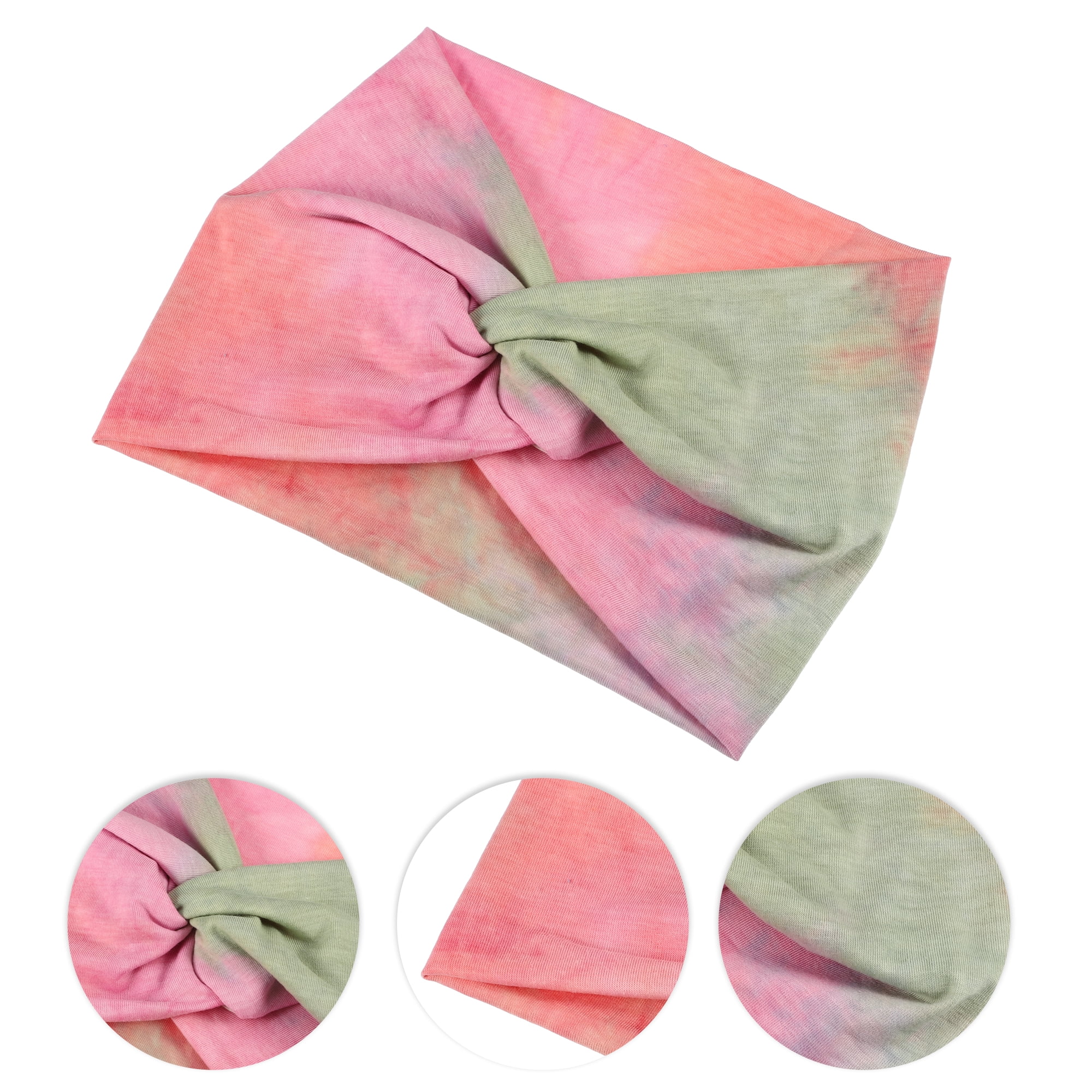 Unique Bargains Fashion Bohemia Widening Knotted Headwrap Black White Blue Pink 4pcs