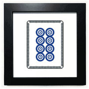 Mahjong Circle Dots 8 Tile Pattern Black Square Frame Picture Wall Tabletop