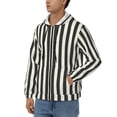thumbnail image 3 of Vsdgher Black And White Thick Stripes Mens Hoodies Zip Hoodie, Hoodies for Men, Zip-up Hooded Sweatshirt-Large, 3 of 5