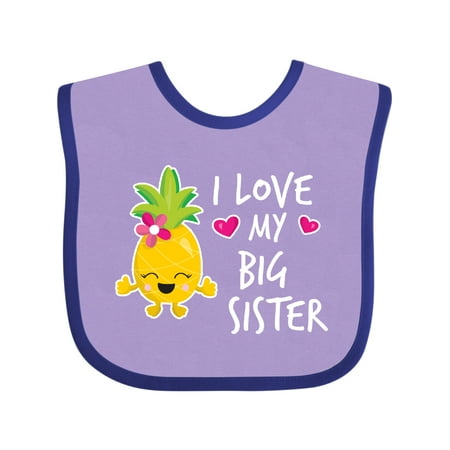 

Inktastic I Love My Big Sister with Pineapple Gift Baby Girl Bib