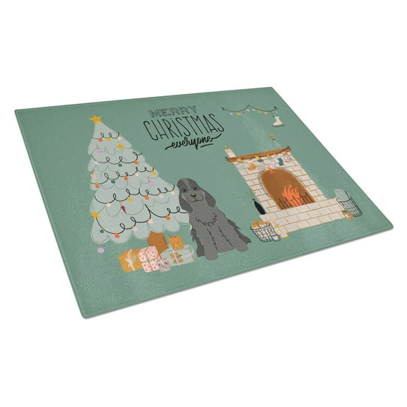 Carolines Treasures CK7655LCB Black Cocker Spaniel Christmas Everyone Glass Cutting Board Large 12H x 16W multicolor
