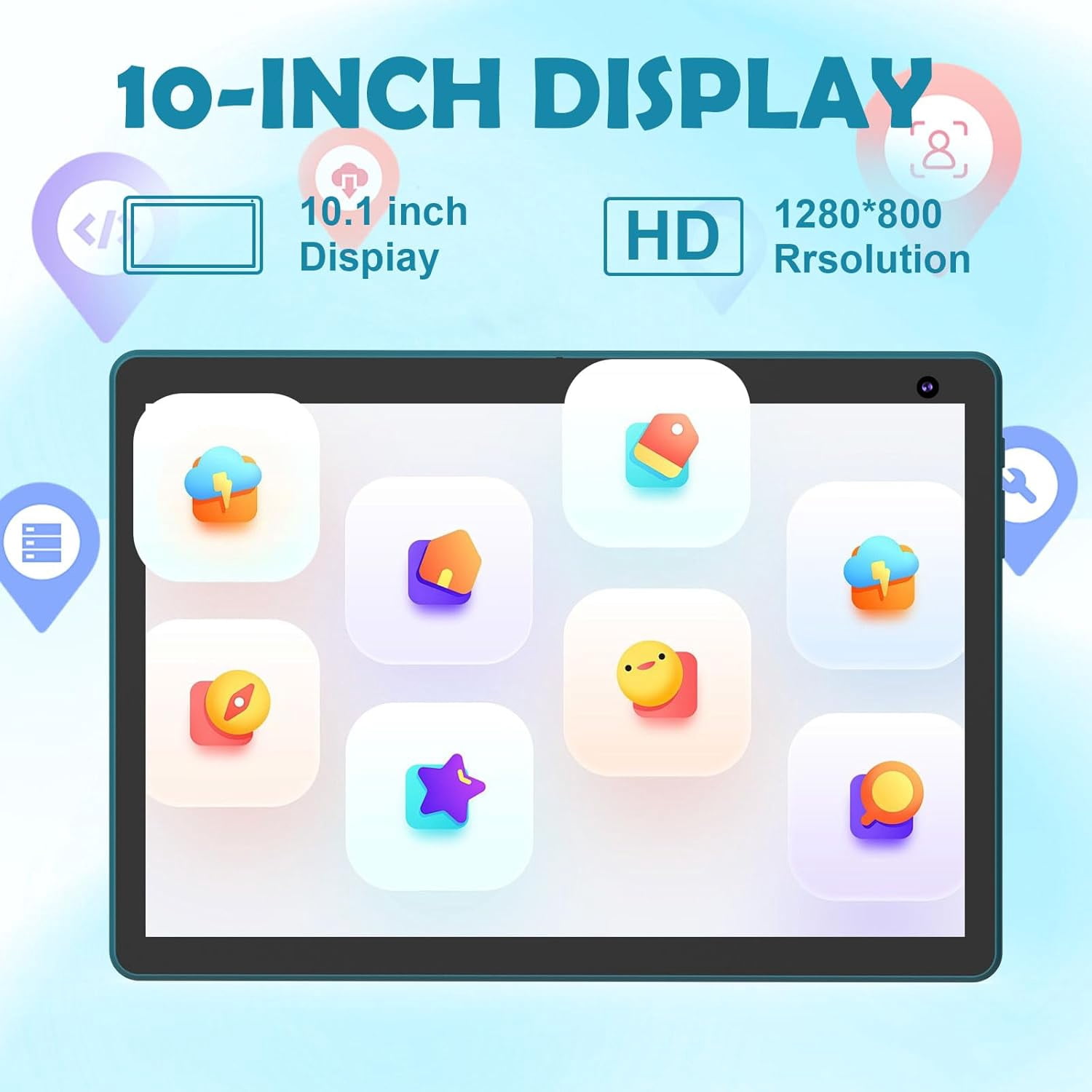 Android 15 Tablet 10 inch, 8GB RAM 32GB ROM Powerful Quad-core CPU, 1280*800 Resolution Screen Tablet, 8MP Camera, 6000mAh Battery Computer, 2 in 1 Tablets with Keyboard, Case, Mouse, Stylus Laptop
