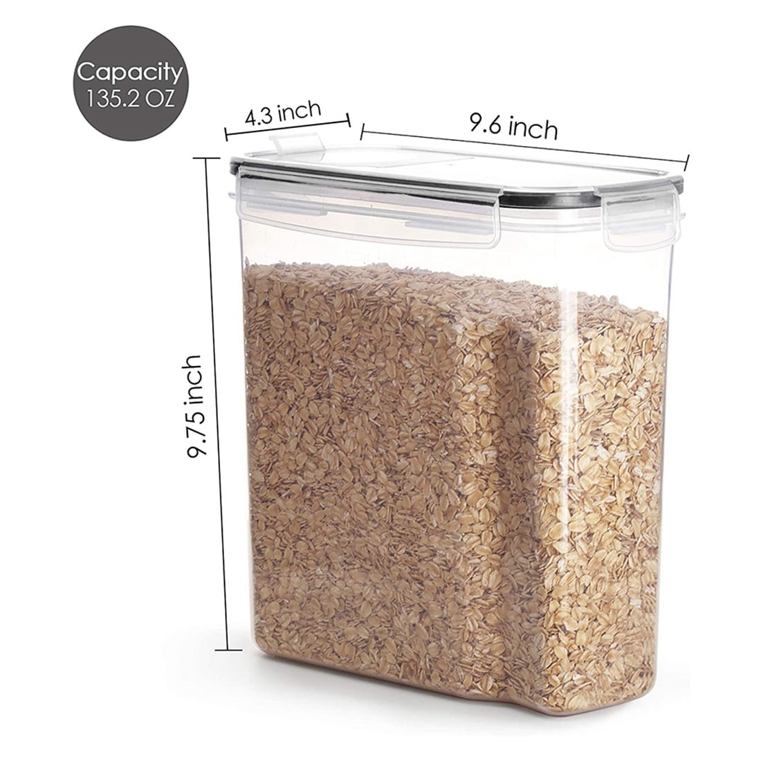 4Pcs Cereal Storage Container Set, PP Airtight Food Storage Containers 4L for Cereal, Snacks and Sugar