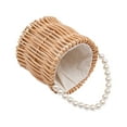 thumbnail image 5 of Wicker Wedding Flower Girl Baskets, Pearl Wicker Rattan Flower Basket, Wicker Basket with Handle, 5 of 16