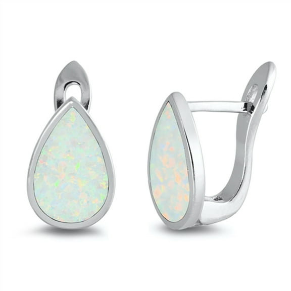Sterling Silver Teardrop Modern Earrings White Simulated Opal 925 Jewelry Female Unisex