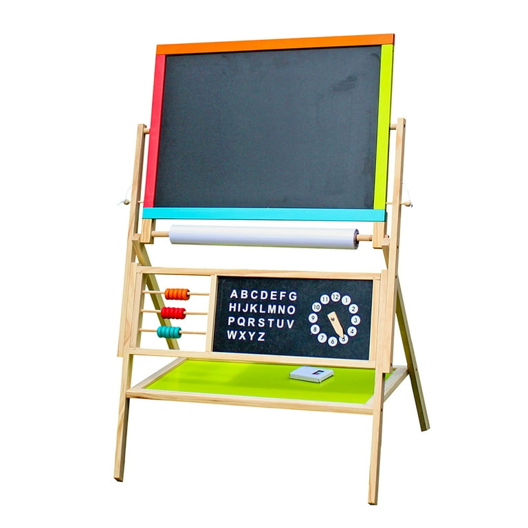 AILEEKISS 3 in 1 Kids Art Easel Double-Sided Magnetic Whiteboard Chalkboard  Paper Roller, Coffee