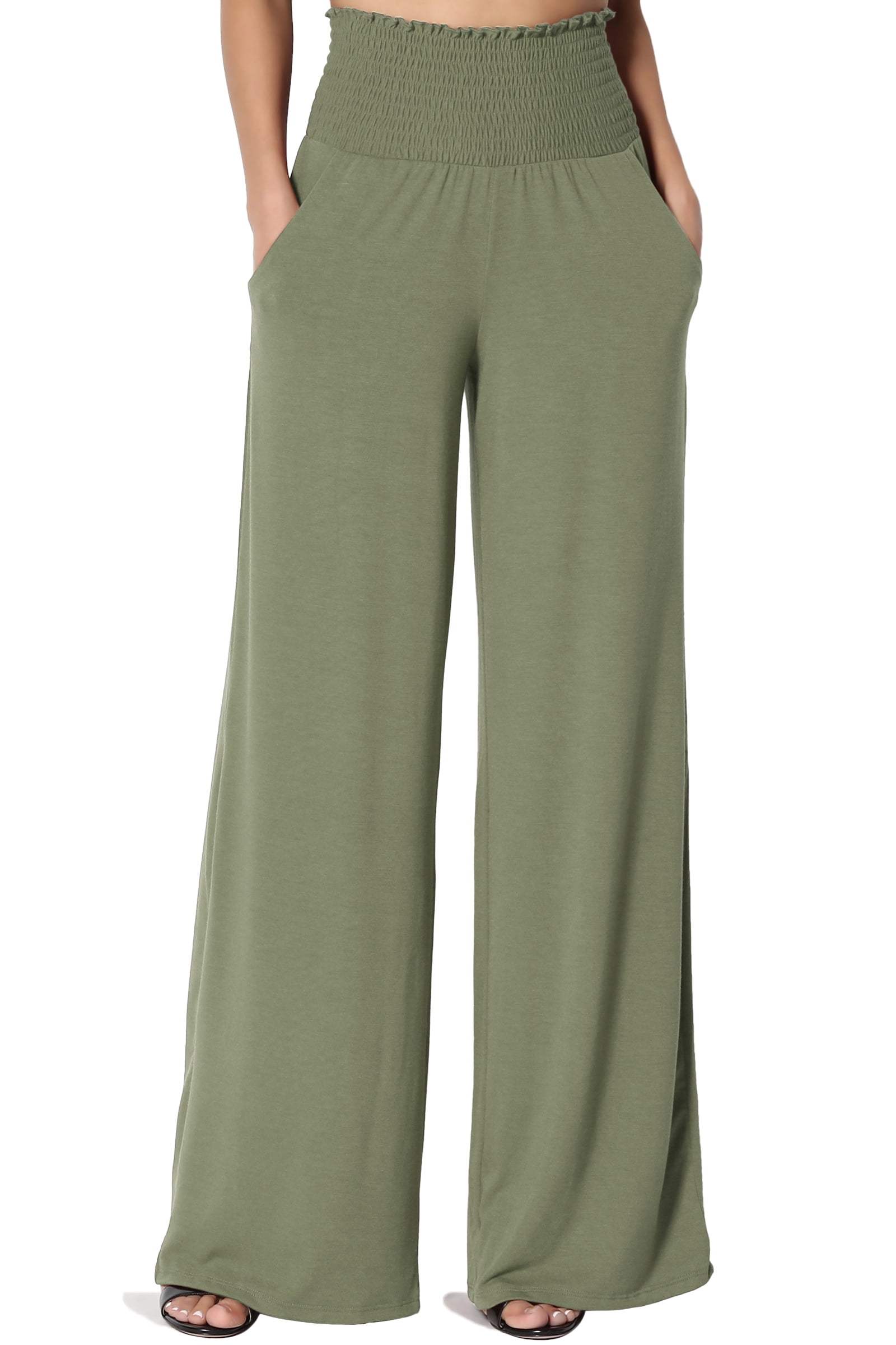 High Rise Smocked Elastic Waist Pull On 