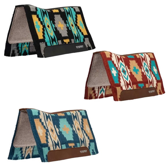Weaver Leather Synergy Contoured Pad – EVA Foam Wither Relief Black/Radiance / 33x38 / Fleece