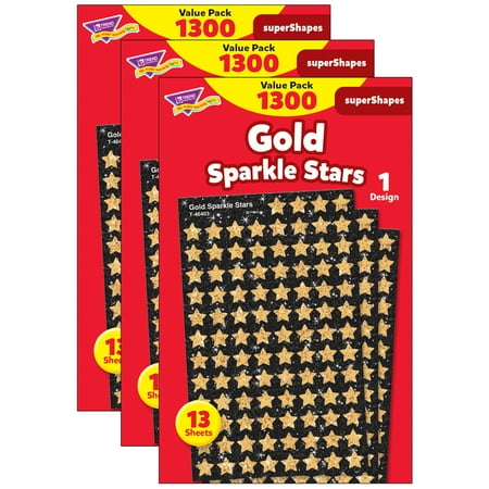 UPC: 0194629100767 | TREND Gold Sparkle Stars superShapes Value Pack 1300 Per Pack 3 Packs
