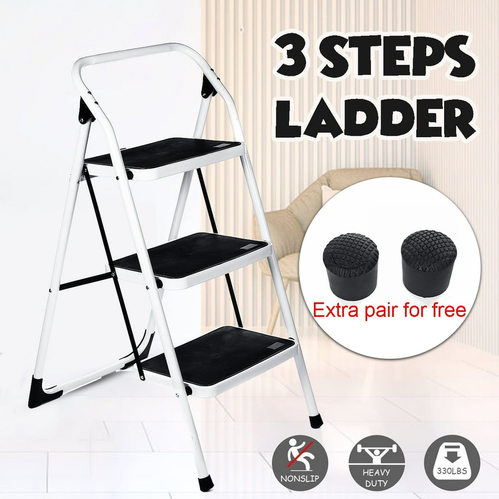Foldable 3 Step Stool Ladder Tool Equipment Non Slip Safety Tread Step