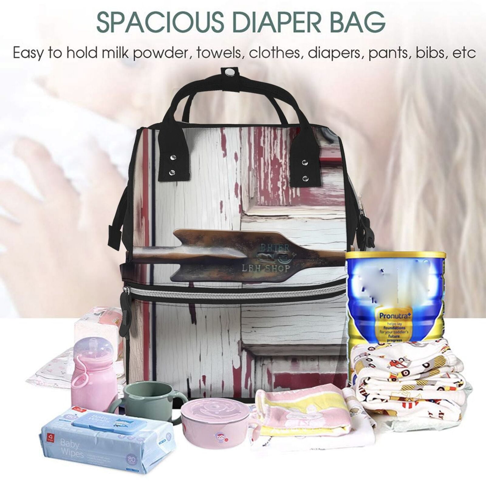 Fuzoiu Rustic Door Handle Closeup Print Diaper Bag Backpack,Baby Essentials Travel Tote,Multi function Waterproof Diaper Bag, Travel Essentials Baby Bag - Unisex