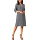 thumbnail image 4 of Vestidos de Otoño para Mujeres Casual de Manga 3/4 con Cuello en V, Estampado de Zigzag, Suelto, Largo hasta la Rodilla con Bolsillos XL Negro, 4 of 6