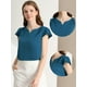thumbnail image 2 of Camiseta Manga Tulipán Cuello En V Básico Para Mujer Azul índigo L, 2 of 5