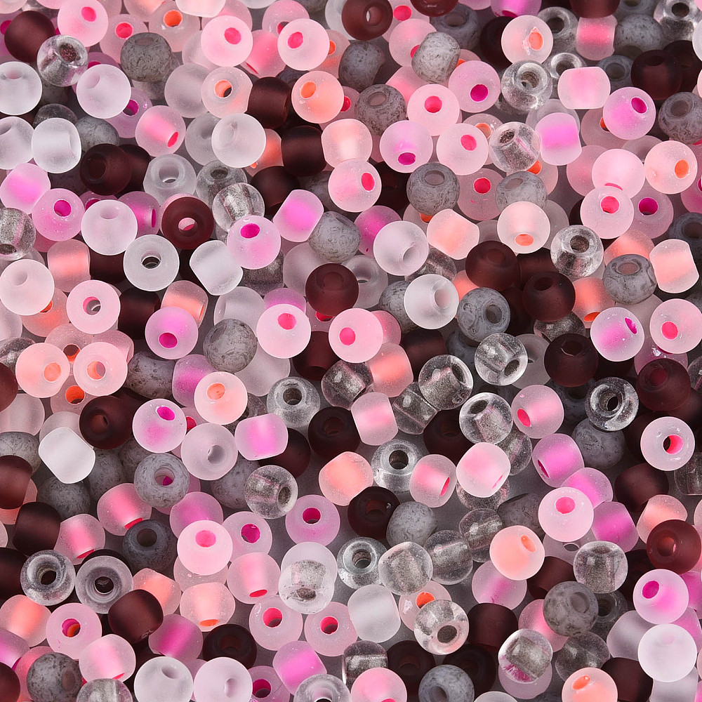 Frosted Glass Seed Beads Inside Colours Round Mixed color 4x3mm Hole: 1.2~1.5mm about 7500pcs/pound