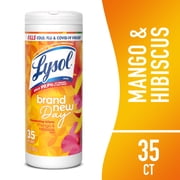 Lysol Disinfecting Wipes, All Purpose Cleaner, Multi Surface Antibacterial Cleaning Wipes, Cleaning Supplies, Mango & Hibiscus Scent, 35 Count