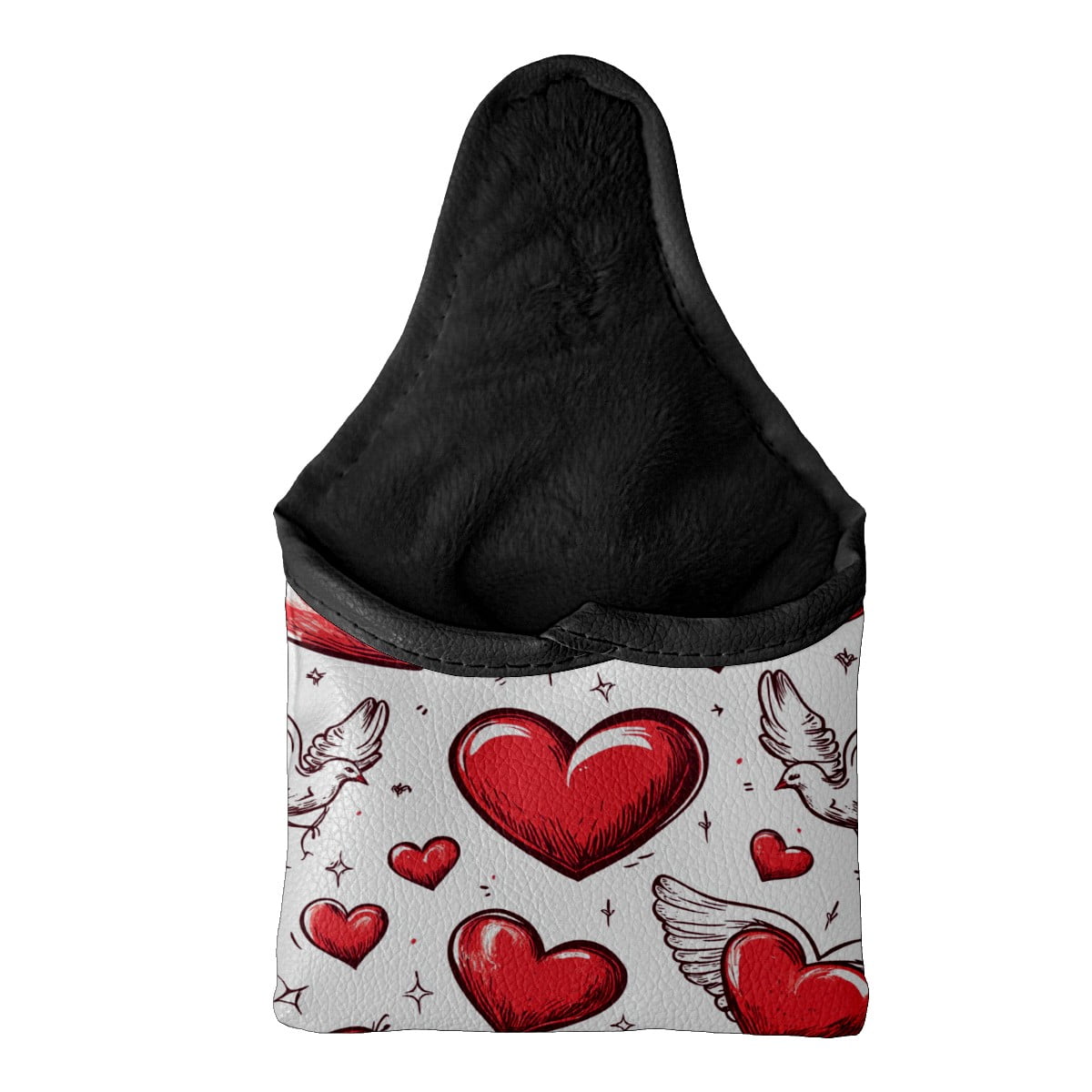 Golf Mallet Putter Cover Premium Leather Waterproof Golf Putter Head Cover with Magnetic Closure Hand-painted Love Heart