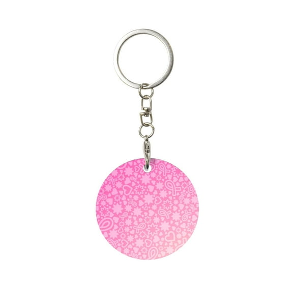 Naloa Breast CancerN Ribbons Awareness Print Round Keychain Keychain Key Ring, Key Tag, Key Chain Bulk for Gift Accessories (Round)