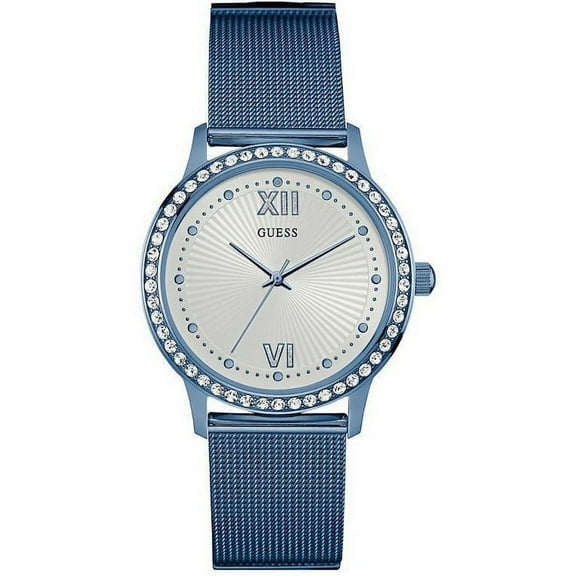 Guess Women's Watch Blue Mesh Band With White Analog Dial U0766L4