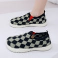 thumbnail image 4 of Fuzzy Ankle Boots for Women Checkered Pattern Low Top Winter Slip on Walking Shoes Soft Sole Booties, 4 of 6