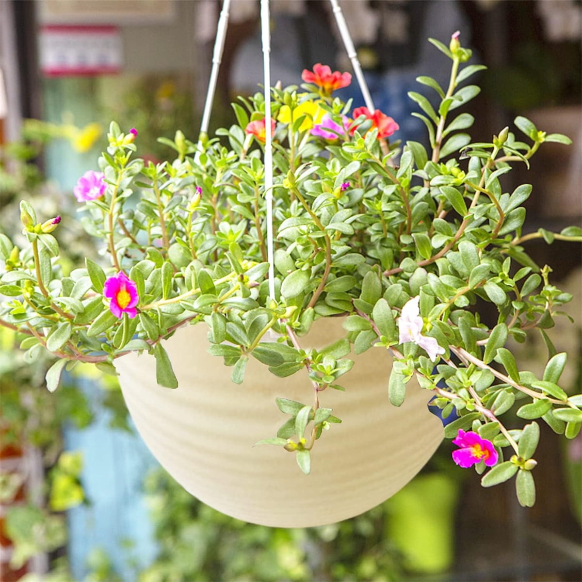 Tutuviw 7 Pack Colorful Hanging Planter Pots for Indoor Outdoor,Self Watering Hanging Planters,Plastic Hanging Flower Pots Hanging Planter Basket Container with Drainer & Hanging Chain
