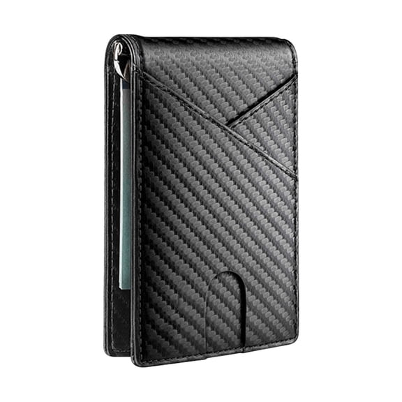 WMGHA Mens Slim Wallet for Men Minimalist PU Leather Carbon Fiber Rfid Blocking Bifold Credit Card Holder,Scratch Resistant, Credit Card Holder & Money Clip, Easily Removable Money & Cards