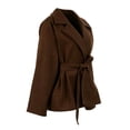 thumbnail image 4 of JGGSPWM Mid Length Peacoat for Women Elegant Loose Notched Lapel Breasted Long Sleeve Hoodless Casual Outwear Jacket Brown S, 4 of 6