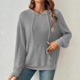 thumbnail image 4 of Sweater Hoodies for Women 2025 Long Sleeve Ribbed Knit Hoodie Sweater with Pockets Hooded Sweatshirt Pullover Tops, 4 of 7
