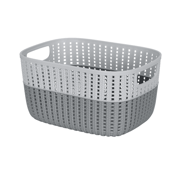Simplify 2-Tone Decorative Plastic Storage Basket in Grey