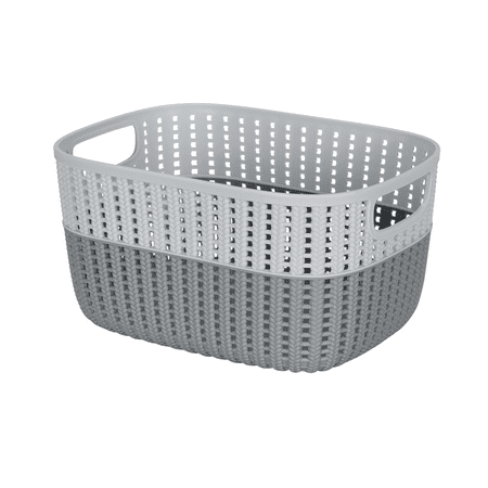 

Simplify 2-Tone Decorative Plastic Medium Storage Basket in Greys