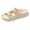 Beige, variant on Women's Double Buckles Platform Slides Sandals Classic Casual Wide Width Open Toe Chunky Flat Comfortable Walking Slip on Slippers for Indoor Outdoor Waterproof Grey Size 8