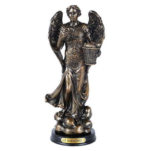 Pacific Giftware St Barachiel Archangel Blessings from God Figurine 8 Inch Tall Wooden Base with Brass Name Plate