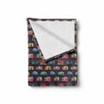 thumbnail image 2 of Happy Camper Soft Flannel Fleece Throw Blanket, Retro Travel Themed Continuous Pattern with Colorful Vans Graphic, Cozy Plush for Indoor and Outdoor Use, 50" x 60", Multicolor, by Ambesonne, 2 of 6