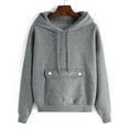 thumbnail image 5 of Women's Casual Hoodies Long Sleeve Sweatshirts V-Neck Drawstring Hooded Pullover Top with Pockets, 5 of 8