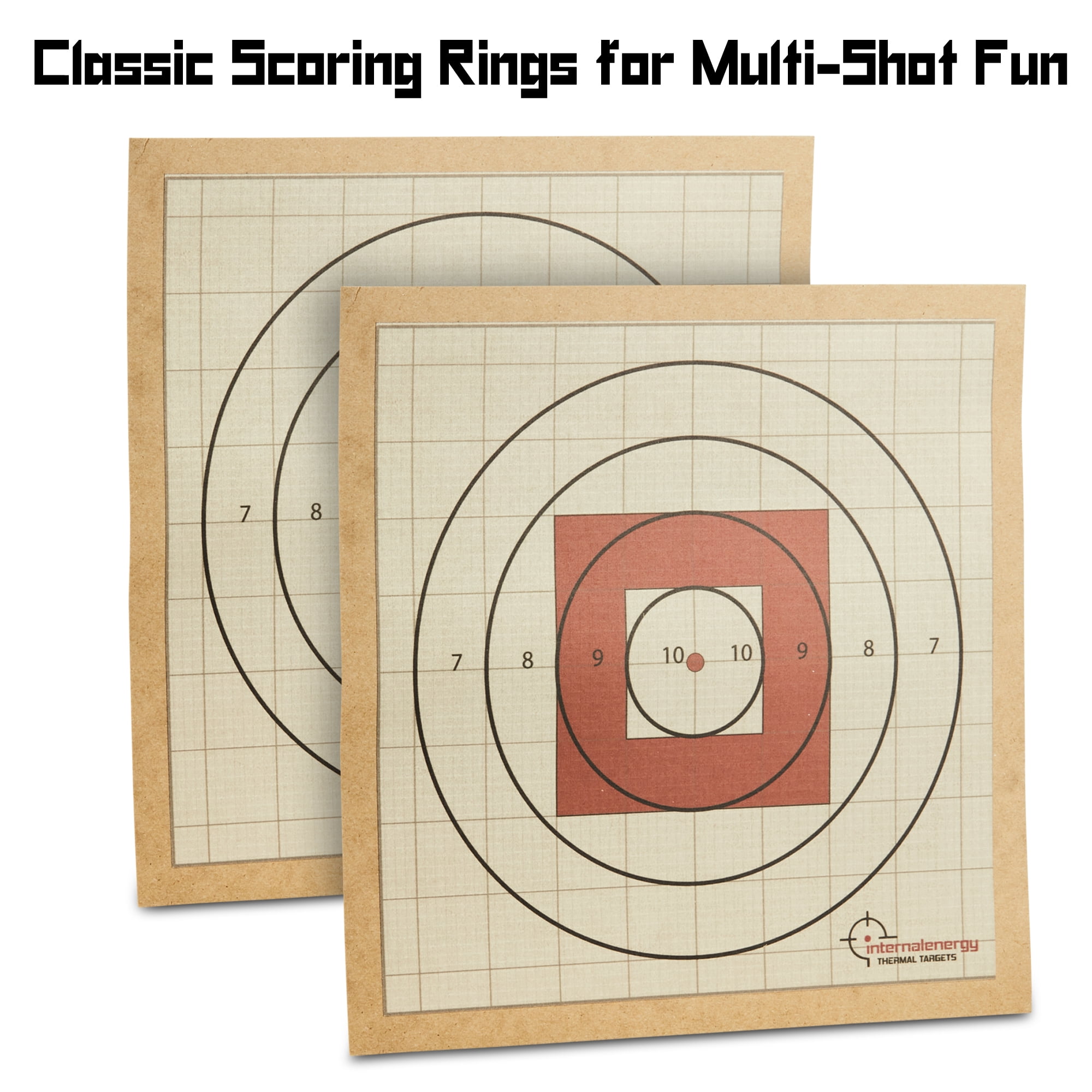 Internal Energy Zeroing Thermal Targets with Bullseye Cardboard Paper Targets, 5-Pack
