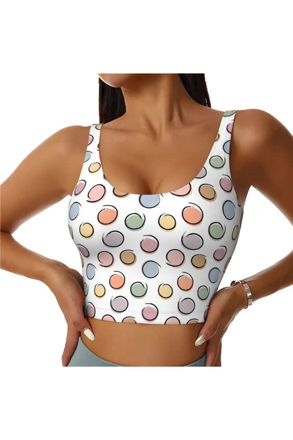 Sports Bras for Women High Support -Abstractly Circles Soft Athletic Crop Workout Tank Top for Women