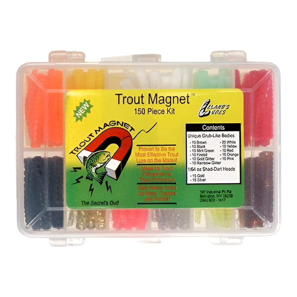 Leland Lures Trout Magnet Softbait and Jig Kit Assorted Colors, 150 Count