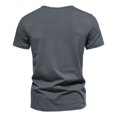 thumbnail image 3 of SWSMCLT Men's V Neck T Shirt Short Sleeve Top Spring Spandex Fashion Home Tshirt Fitted Cotton Summer Basic Dark Grey Small, 3 of 4