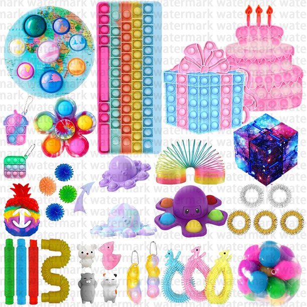 Fidget Popitsfidgets Toys Packs Fidget Toy Set Keyboard Pop In It Tube Dimple Pack Mini Poppet Figit Package Figetget Spinners Infinity Fidget Cube Stress Relief Balls Sensory Toys Walmart Com