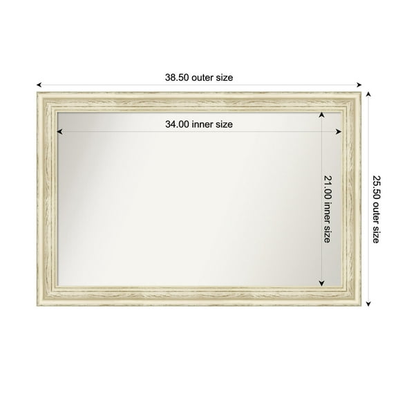 Amanti Art Custom Wall and Bathroom Mirror (25.5 x 38.5 in.), Country White Wash Frame