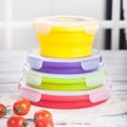 thumbnail image 2 of ER 3 Piezas Tazón de Camping Plegable Amarillo Azul Verde, Caja de Almuerzo Plegable de Silicona con Tapa Tazón Ensaladera Retráctil Plegable Contenedores de Alimentos para Cocina Acampar al Aire Libre Senderismo 400ml oso de fresa Electrónica, 2 of 5