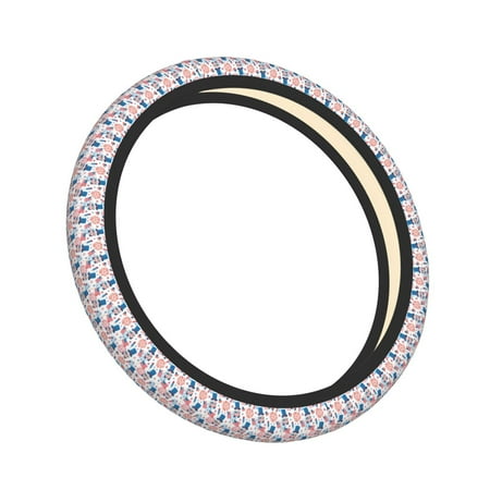 Cauagu American Gnomes Print Car Steering Wheel Cover - Universal Car Accessory for Diverse Cars for Steering Wheel with a Diameter of 14.5 -15