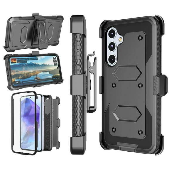 Takfox Case For Samsung Galaxy A35 5G ,Shockproof Heavy Duty Rugged Locking Swivel Holster Belt Clip Kickstand Full Body Hard Shell Phone Cover Case,Black