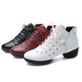 thumbnail image 2 of Zapatos de baile latino de piel auténtica para mujer, zapatillas de salón de Salsa, suela suave, transpirables, para práctica de baile, tacón, 2 of 5